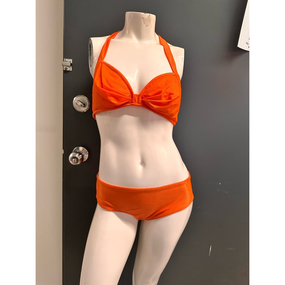 1970s vintage orange bikini by Gottex sz m 2 piece halter top